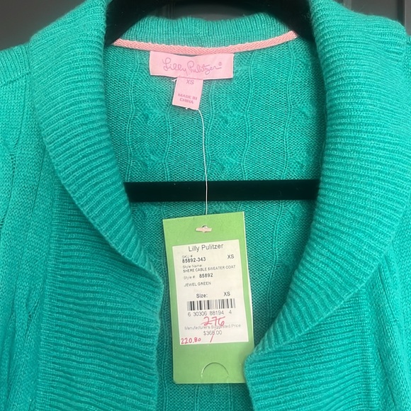 NWT $368 Lilly Pulitzer Shere Cable Sweater Coat XS 100% Cashmere - Picture 3 of 3